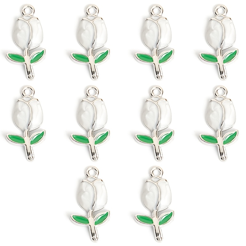 10pcs Multicolor Tulip Enamel Drip Oil Charms for DIY Crafting